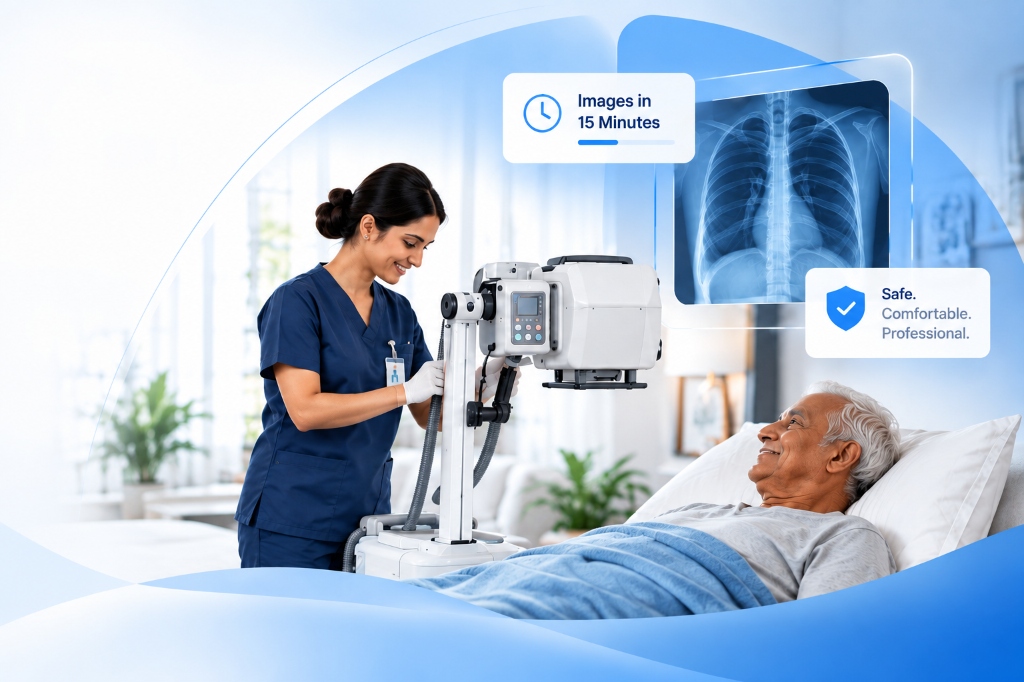Healthcare professional performing home X-ray